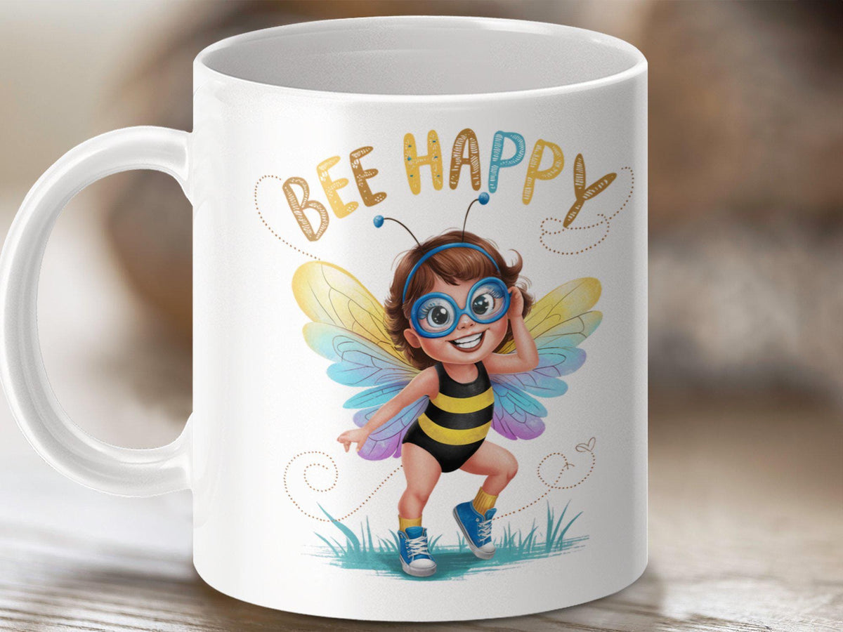 Funny Bee Design Coffee Mug Bee Happy Mug Cute Cartoon Bee Tea Mug Bee Gift Idea Unique Coffee Cup Adorable Bee Artwork Graphic Tee – Cozy Vibes · Top Pick For Any Outfit