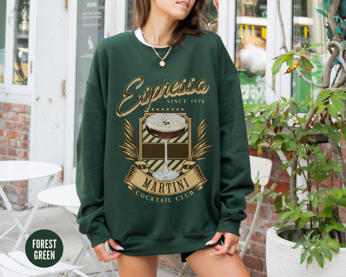 Espresso Martini Sweatshirt Vintage Cocktail Lovers Gift Preppy Social Club Crewneck Drinking Shirt Girls Trip Sweater Tini Time Sweatshirt – Everyday Comfort · Perfect For Daily Wear