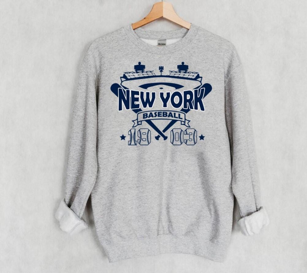 New York Baseball Navy Vintage Stadium With Est Number 1903 Sweatshirt NY Baseball Team Retro Hoodie Baseball Mom Shirt Gameday Shirt Hoodie – Easygoing Wear · Perfect For Daily Wear