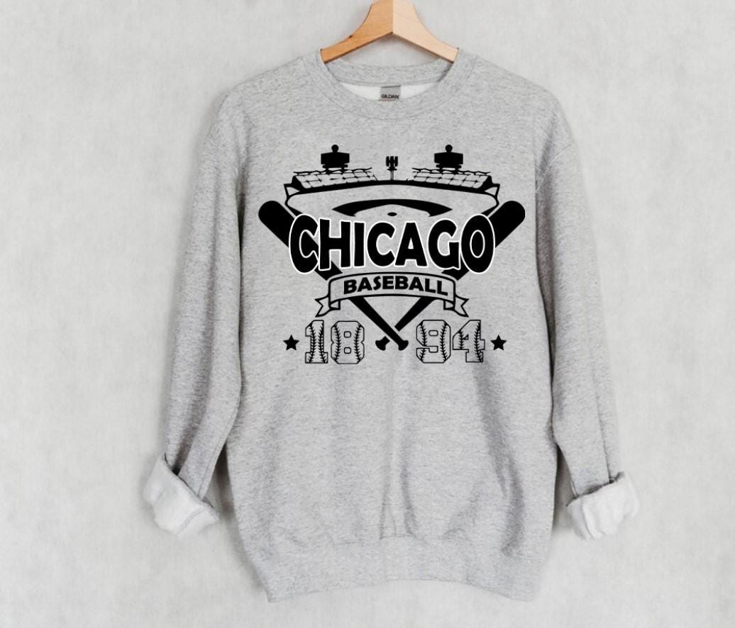 Chicago Baseball Vintage Stadium With Est Number 1894 Sweatshirt Chicago Baseball Team Retro Hoodie Baseball Mom Shirt Gameday Shirt Hoodie – Warm & Stylish · Top Pick For Any Outfit