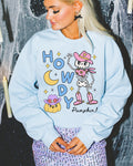 Cute Halloween Sweatshirt with Boho Western Skeleton and Groovy Retro Pumpkin Adorable Y2K Aesthetic 90s Throwback Crewneck Spooky Season Sweatshirt – Bold Style · Must-Have Style