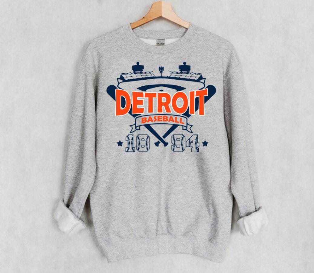 Vintage Detroit Baseball Retro Stadium With Est Number 1894 Sweatshirt Detroit Baseball Team 90s Hoodie Baseball Mom Sweatshirt For Her Hoodie – Cozy Vibes · High-Quality Print