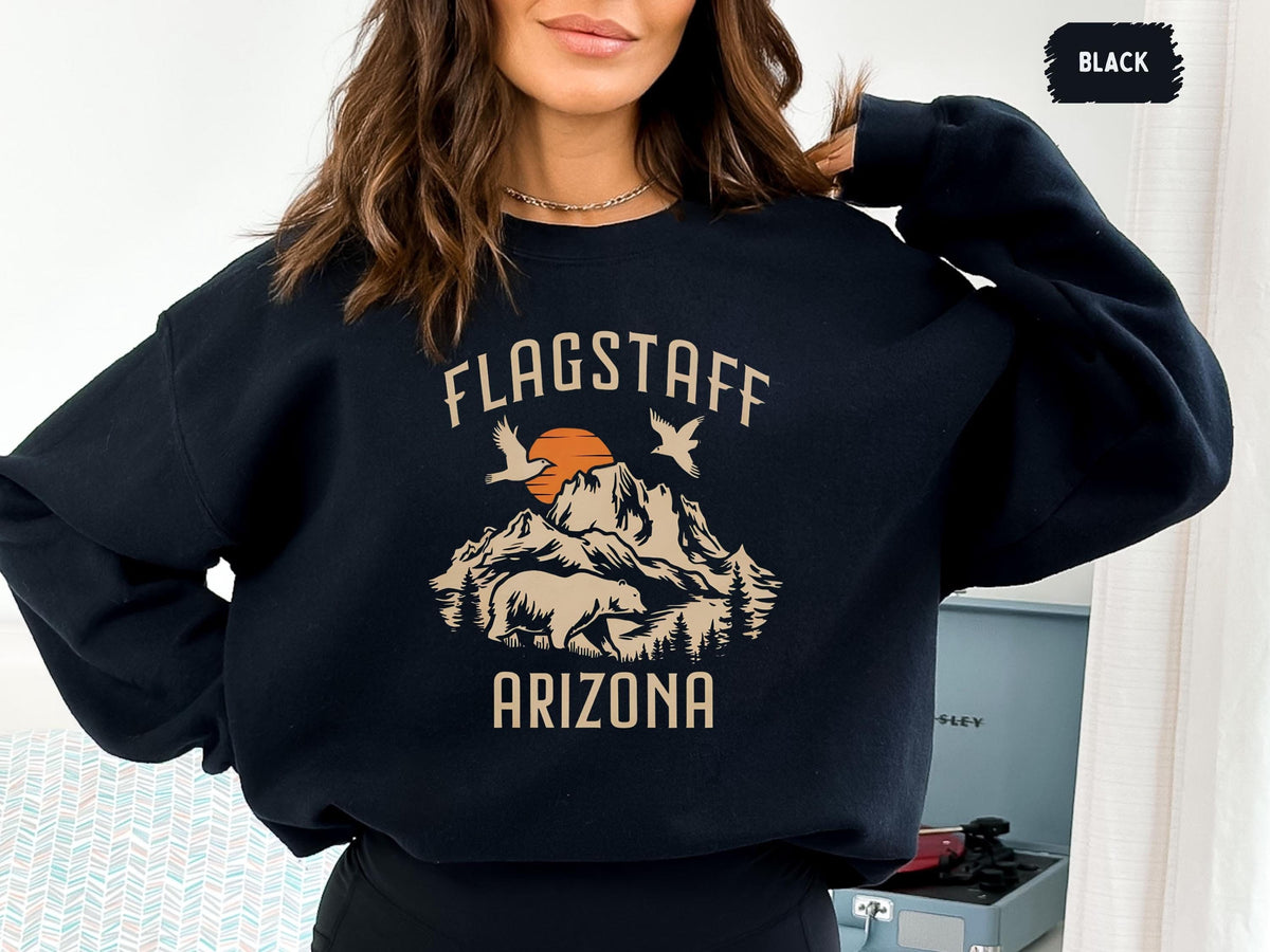 Flagstaff Arizona Sweatshirt Vintage Arizona Sweatshirt Flagstaff gifts Arizona Sweater Flagstaff souvenir Camping Sweater Granola Girl tee Sweatshirt – Warm & Stylish · High-Quality Print