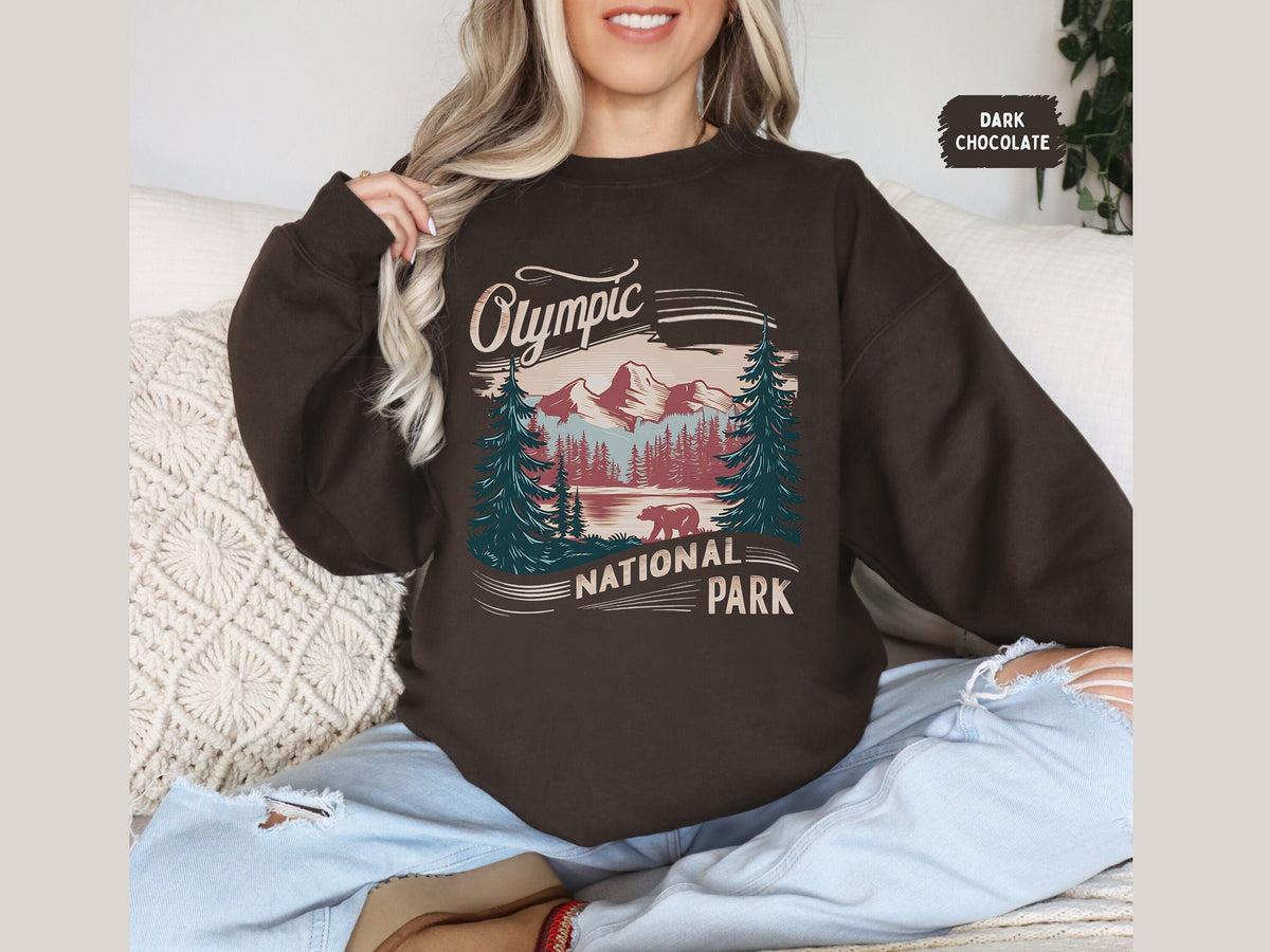 Olympic National Park Sweatshirt Retro Washington Sweater Olympic National Park gifts Pacific Northwest Sweatshirt Hiking souvenir PNW tee Sweatshirt – Premium Graphic · Trending Graphic Apparel