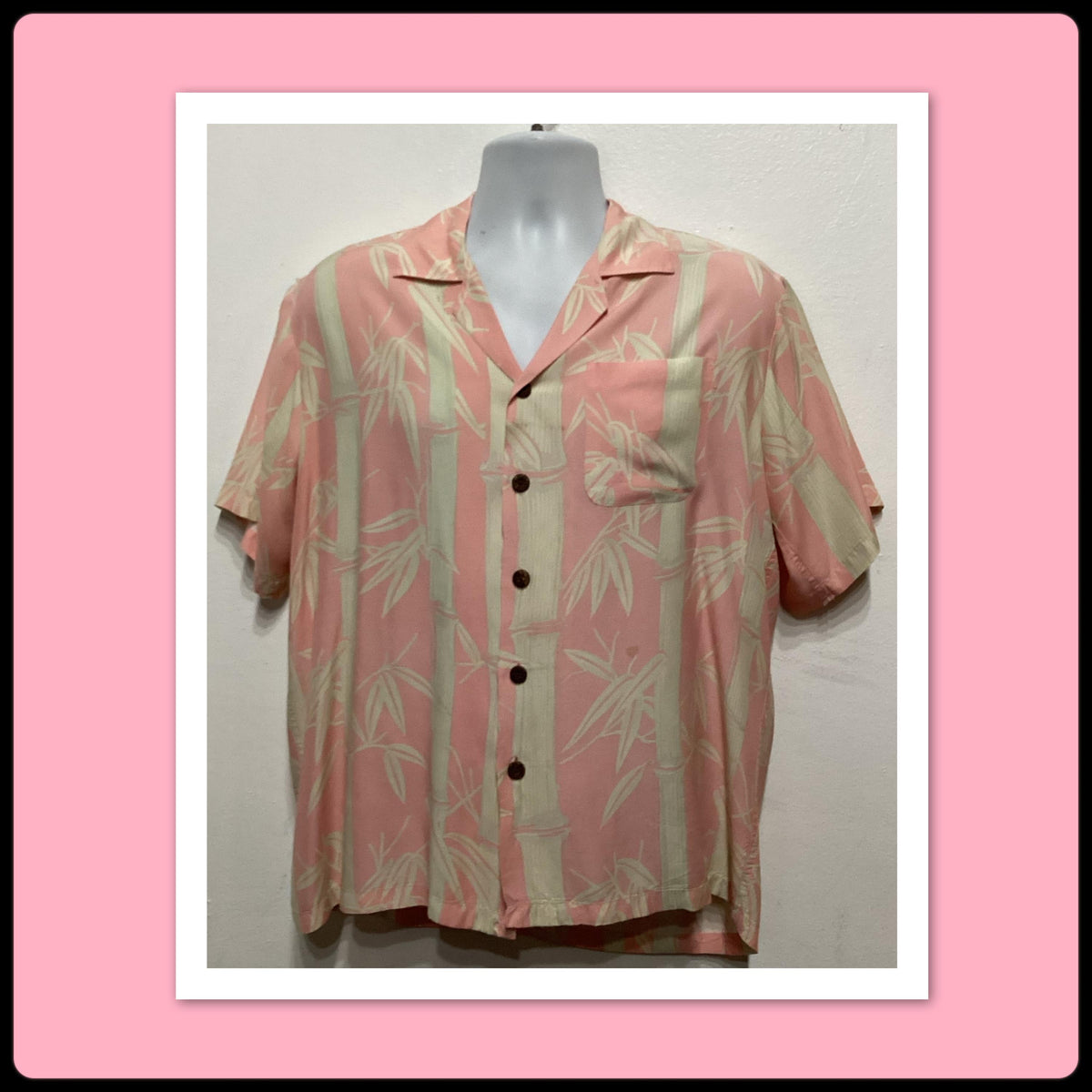 HS143 Vintage bamboo print rayon Hawaiian shirt Graphic Tee – Aesthetic Look · High-Quality Print