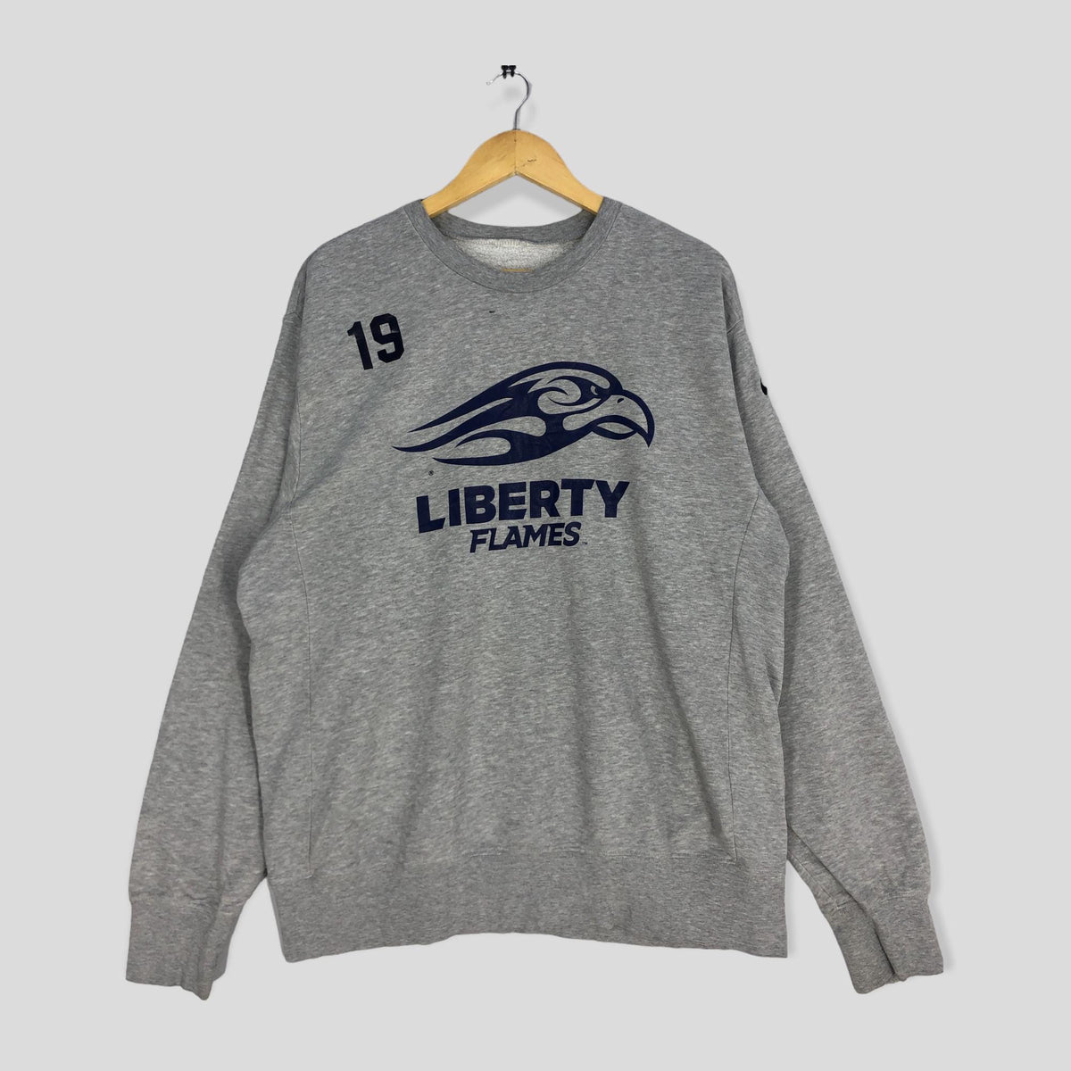 Vintage Y2K Liberty Flames Football Sweatshirt XLarge Liberty Flames Christian University Crewneck Liberty Flames Pullover Jumper Sweater XL Sweatshirt – Easygoing Wear · Perfect For Daily Wear