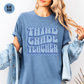 Third Grade Teacher Shirt 3rd Grade Teaching Shirt Retro Checkered Teacher Tee Back to School 2024 New Teacher Gift Graphic Tee – Warm & Stylish · Top Pick For Any Outfit