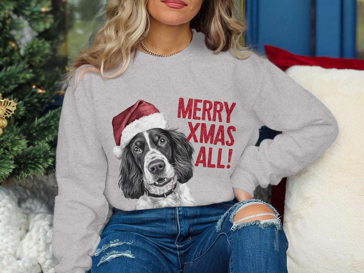 Xmas Sweater Christmas Sweatshirt English Springer Spaniel Dog Santa Hat Dog Lover Gifts Pet Christmas Shirt Holiday Season Xmas Jumper Sweatshirt – Bold Style · Great Gift For Fans
