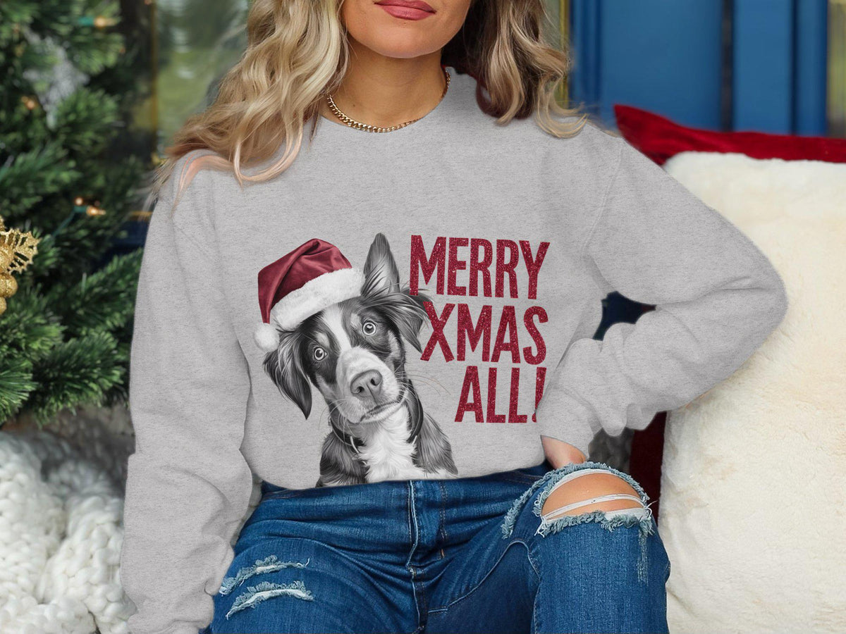 Xmas Sweater Christmas Sweatshirt Brittany Dog Santa Hat Dog Lover Gifts Pet Christmas Shirt Holiday Season Merry Xmas Jumper Sweatshirt – Bold Style · Great Gift For Fans