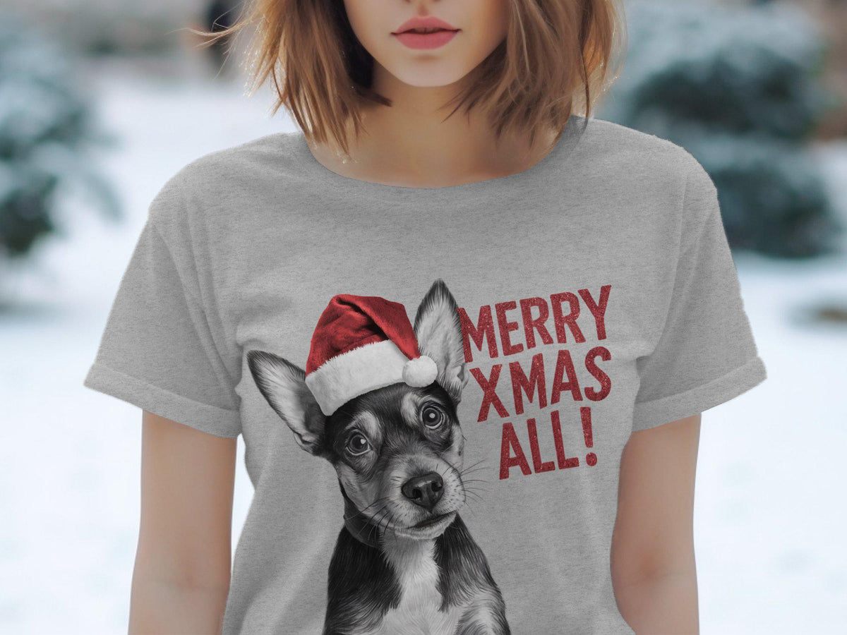 Xmas TShirt Christmas T Shirt Miniature Pinscher Dog Santa Hat Dog Lover Gifts Pet Christmas Shirt Holiday Season Merry Xmas TShirt Graphic Tee – Fan Favorite · High-Quality Print