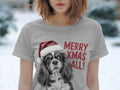 Xmas TShirt Christmas T Shirt Cavalier King Charles Spaniel Dog Santa Hat Dog Lover Gifts Pet Christmas Shirt Holiday Season Xmas TShirt Graphic Tee – Soft Feel · Perfect For Daily Wear