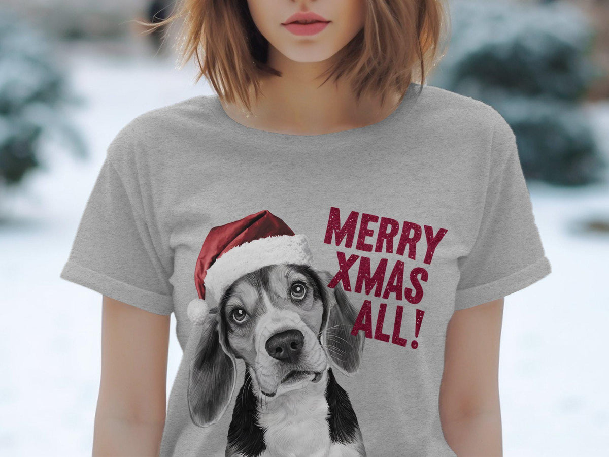 Xmas TShirt Christmas T Shirt Beagle Dog Santa Hat Dog Lover Gifts Pet Christmas Shirt Holiday Season Merry Xmas TShirt Graphic Tee – Aesthetic Look · Trending Graphic Apparel