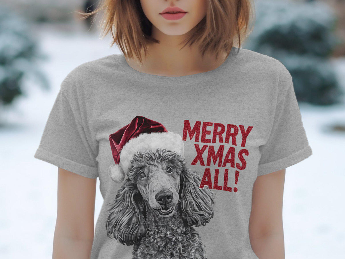 Xmas TShirt Christmas T Shirt Poodle Dog Santa Hat Dog Lover Gifts Pet Christmas Shirt Holiday Season Merry Xmas TShirt Graphic Tee – Everyday Comfort · Perfect For Daily Wear