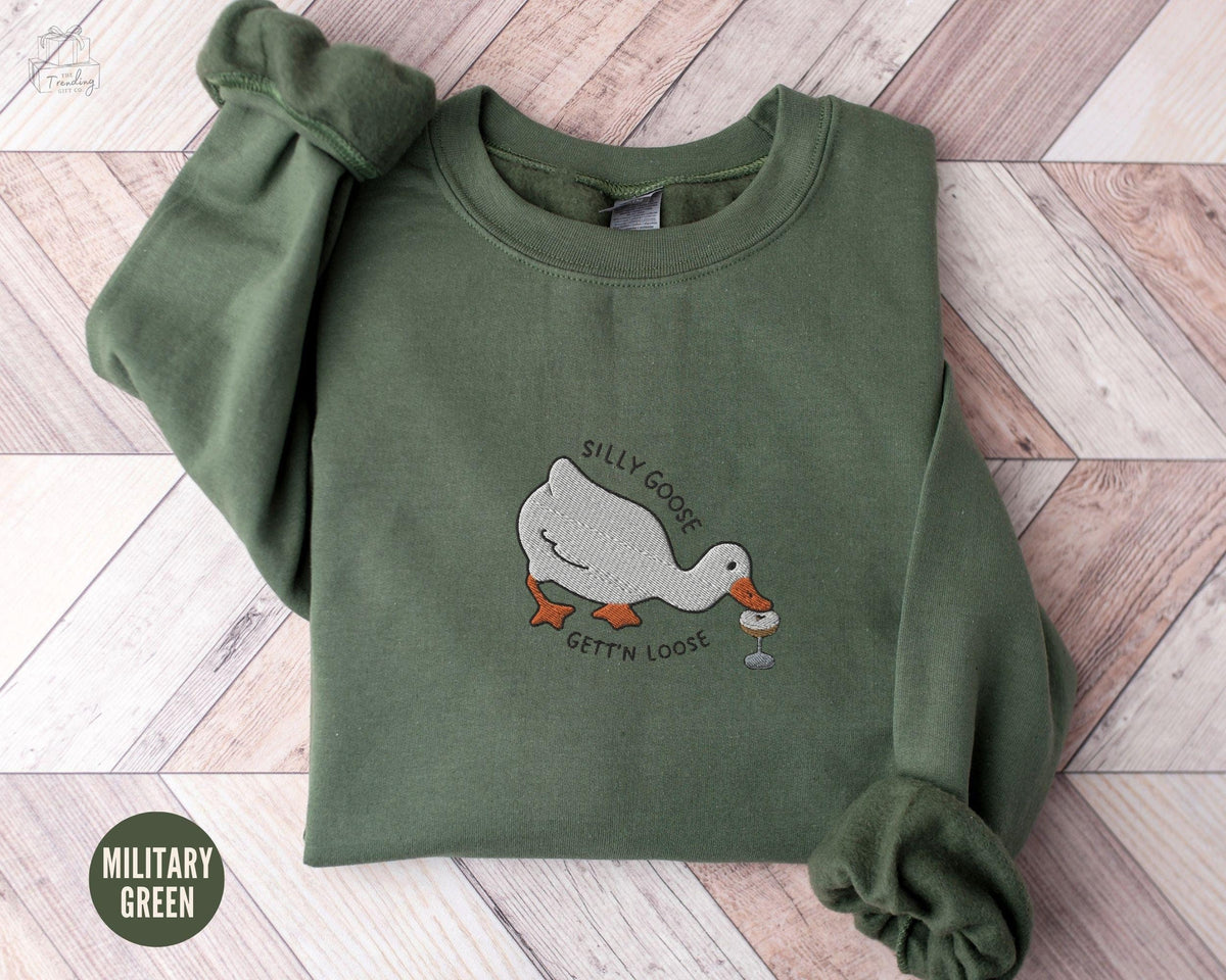 Embroidered Silly Goose Espresso Martini Sweatshirt Funny Goose Gift Goose Lover Drinking Shirt Trendy Fall Signature Cocktail Crewneck Sweatshirt – Everyday Comfort · Trending Graphic Apparel