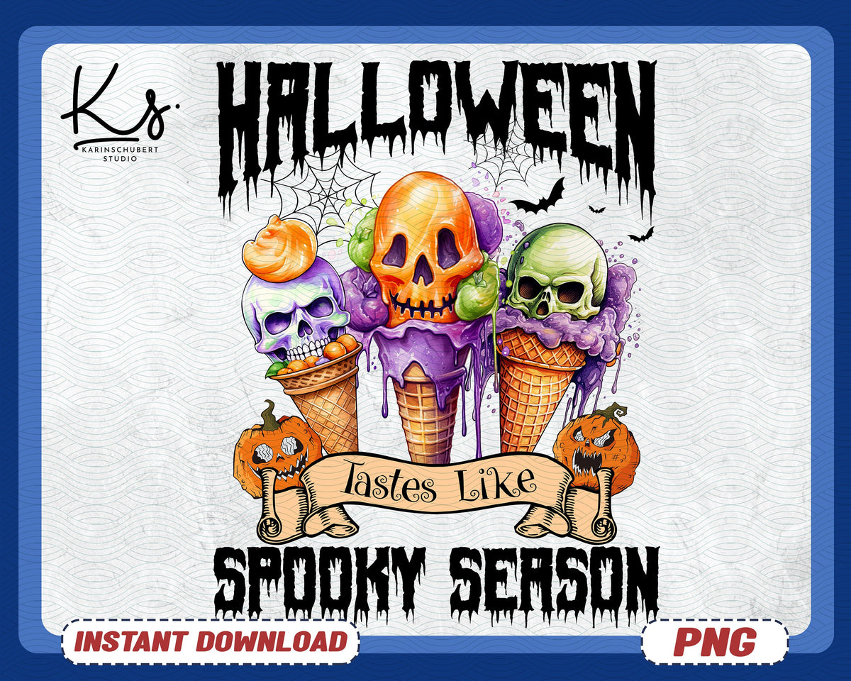 Spooky Season Tastes Like Halloween Png Retro Halloween Png Ice Cream Png Salem Trending Png Spooky Png Witchy Png Spooky Girl Png Graphic Tee – Bold Style · High-Quality Print