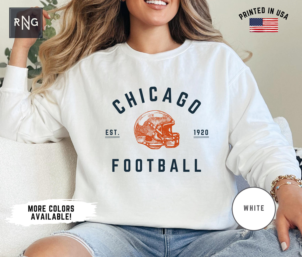 Chicago Football Sweatshirt Bear Football Gameday Sweatshirt Chicago Football Crewneck Chicago Sports Apparel Retro Bear Football Gift Sweatshirt – Premium Graphic · Trending Graphic Apparel