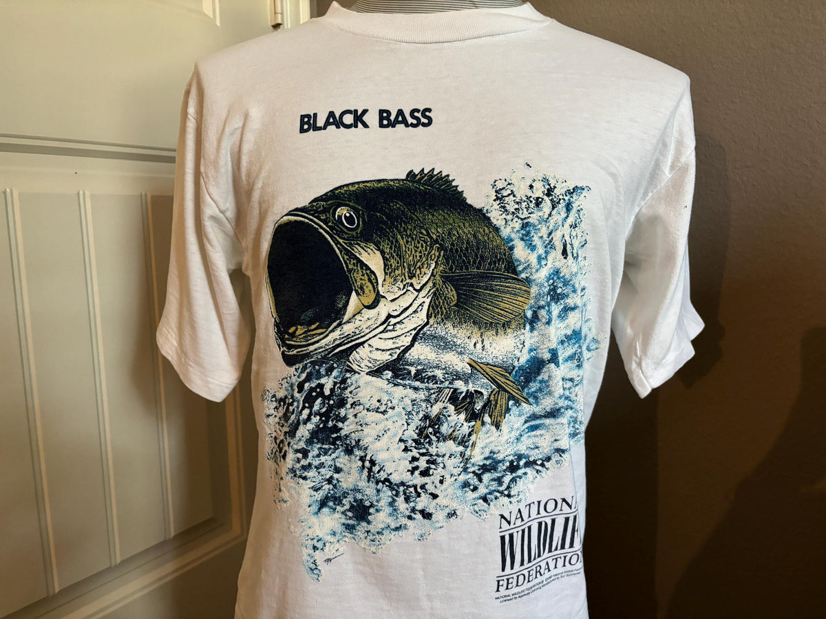 Vintage 9039s Black Bass National Wildlife Federation Fishing T shirt L Graphic Tee – Warm & Stylish · Must-Have Style