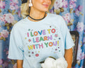 Cute Teacher Tee Shirt with Stars and Adorable Y2K Doodles I Love to Learn With You Colorful Kindergarten or First Grade Teacher TShirt Graphic Tee – Cozy Vibes · Trending Graphic Apparel