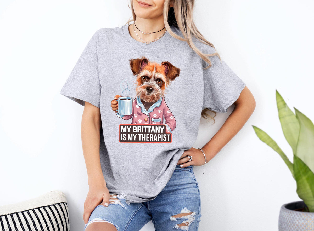 Funny Dog Therapist T Shirt My Brittany Is My Therapist Funny TShirt for Xmas Birthdays Any Occasions Unique Dog Lover Shirt Graphic Tee – Feel-Good Design · Trending Graphic Apparel