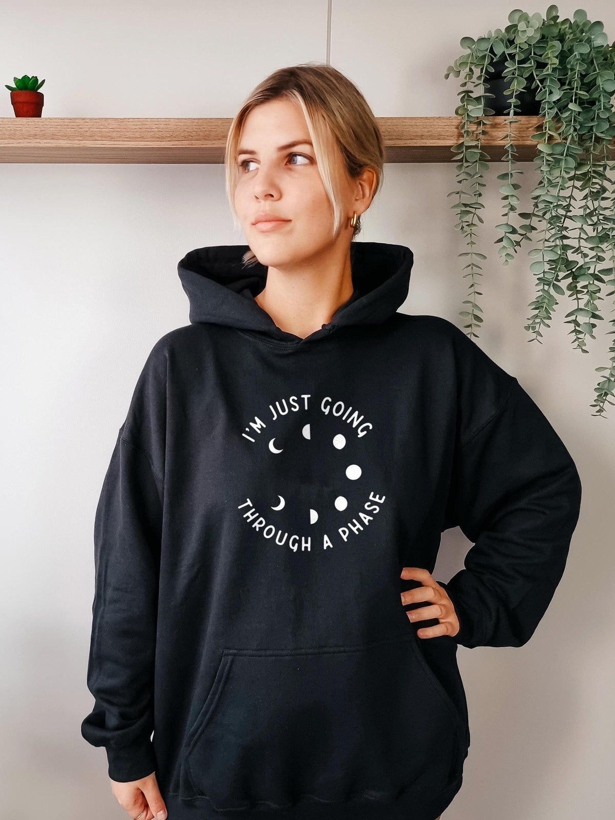 I39m Just Going Through a Phase Moon Hoodie Moon Stars Hoodie Cozy Celestial Womens Hoodie Hoodie – Everyday Comfort · Perfect For Daily Wear