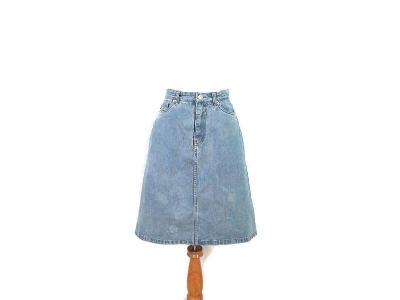Vintage Y2K Tommy Hilfiger Size 4 Denim Skirt Bleached Out Blue Jean 26 Inch Waist Skirt Graphic Tee – Feel-Good Design · High-Quality Print