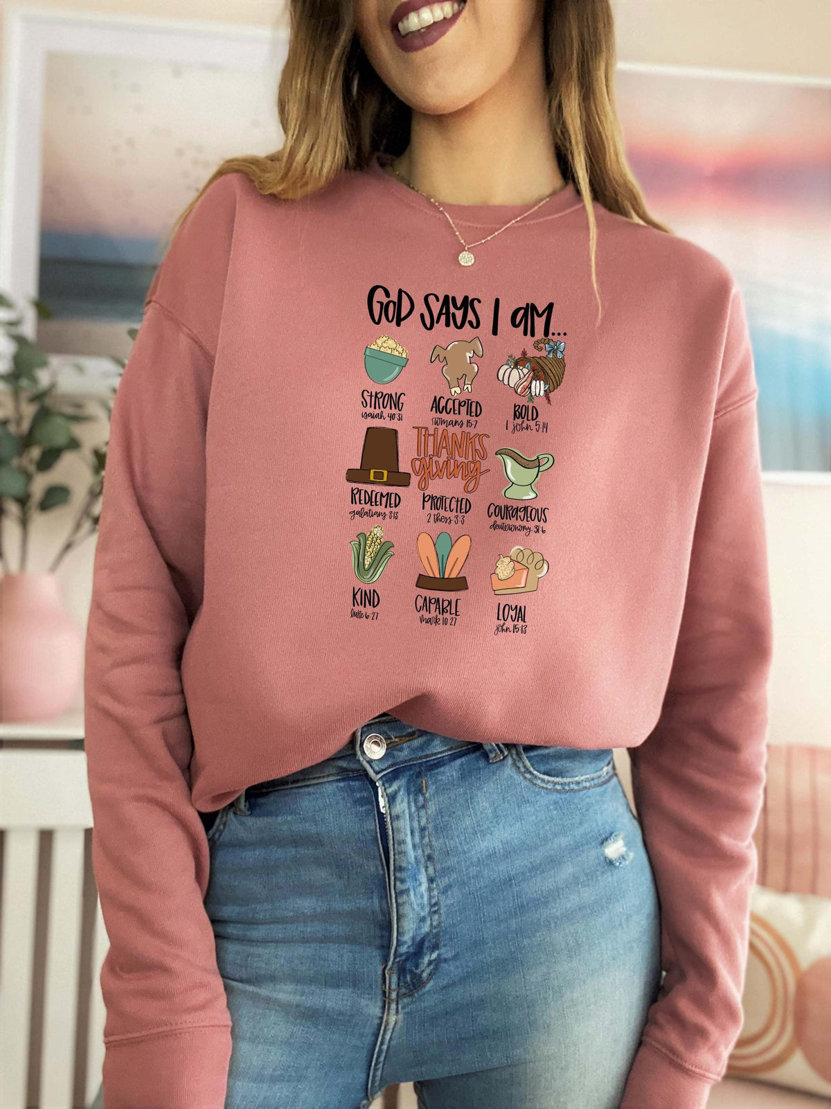 God Says I am Sweater Thanksgiving Sweatshirt Fall Crewneck Thanksgiving Gift Thankful Hoodie Thanksgiving Foods Shirt Hoodie – Fan Favorite · Perfect For Daily Wear