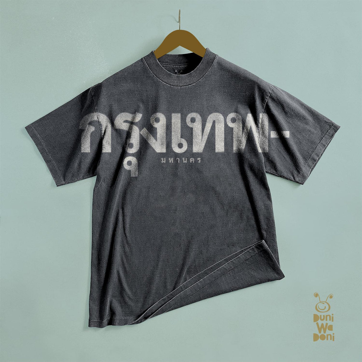 BANGKOK City Thai language Handmade Bleached T shirt Krungthep Mahanakorn Unisex Bleached shirt THAILAND faded black cotton shirt Graphic Tee – Easygoing Wear · Top Pick For Any Outfit