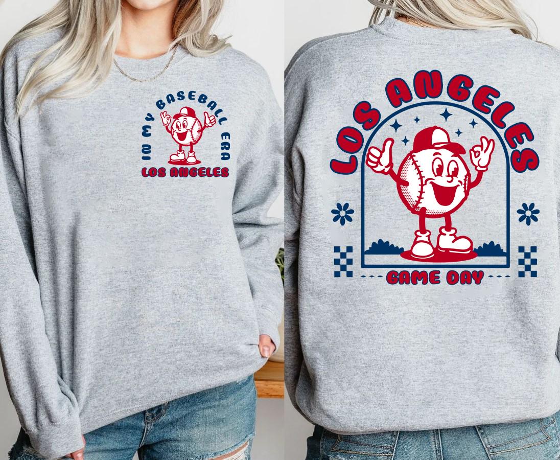 Los Angeles Baseball Era 2 Side Sweatshirt LA Baseball Red Team Gameday Vintage Hoodie In My Baseball Era Shirt Baseball Retro 90s Tee Hoodie – Aesthetic Look · Trending Graphic Apparel