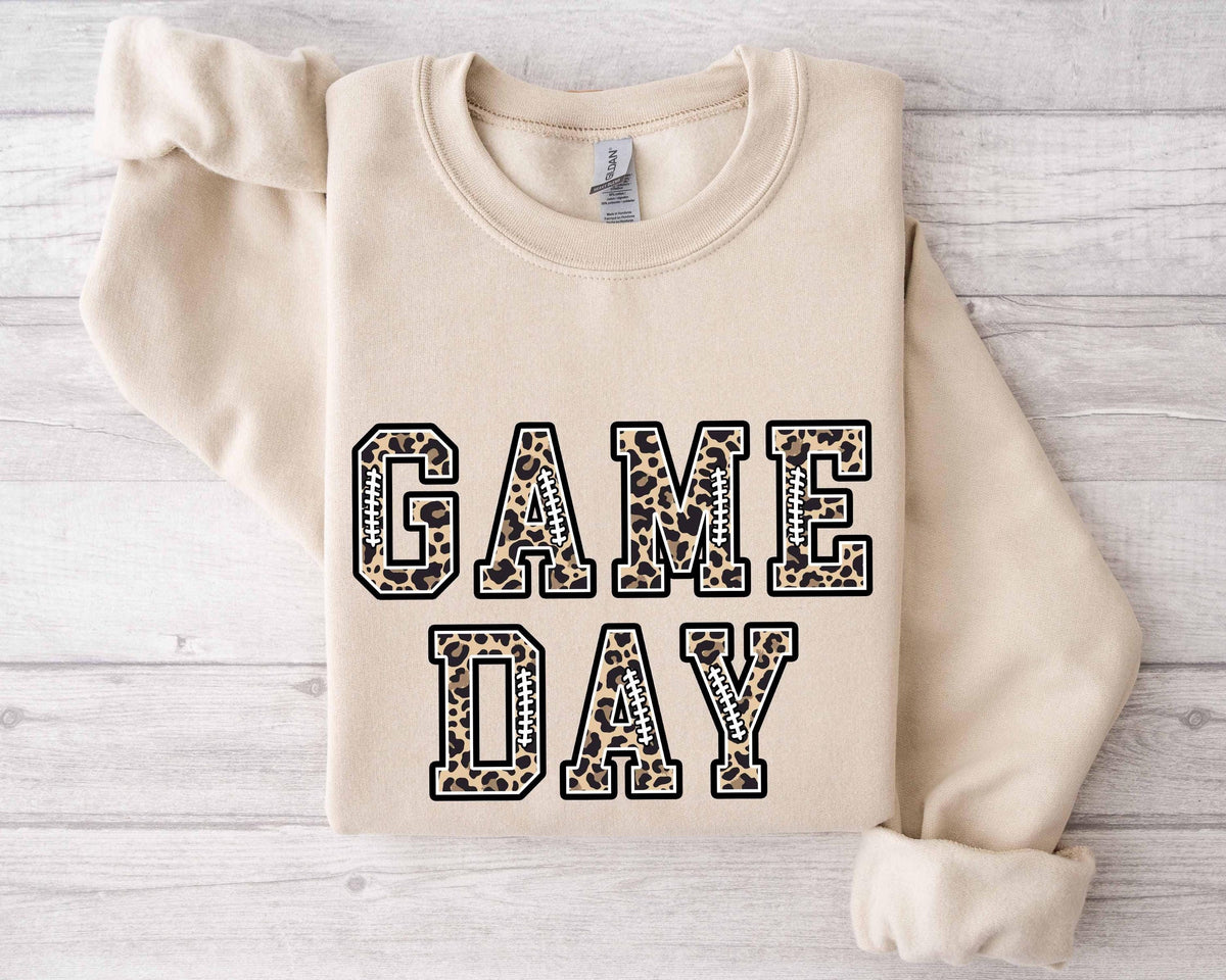 Game Day Leopard Sweatshirt Cute Game Day Shirt Baseball Gameday Shirt Football Crewneck Gift for Her Gameday Sweatshirt for Women Sweatshirt – Easygoing Wear · High-Quality Print