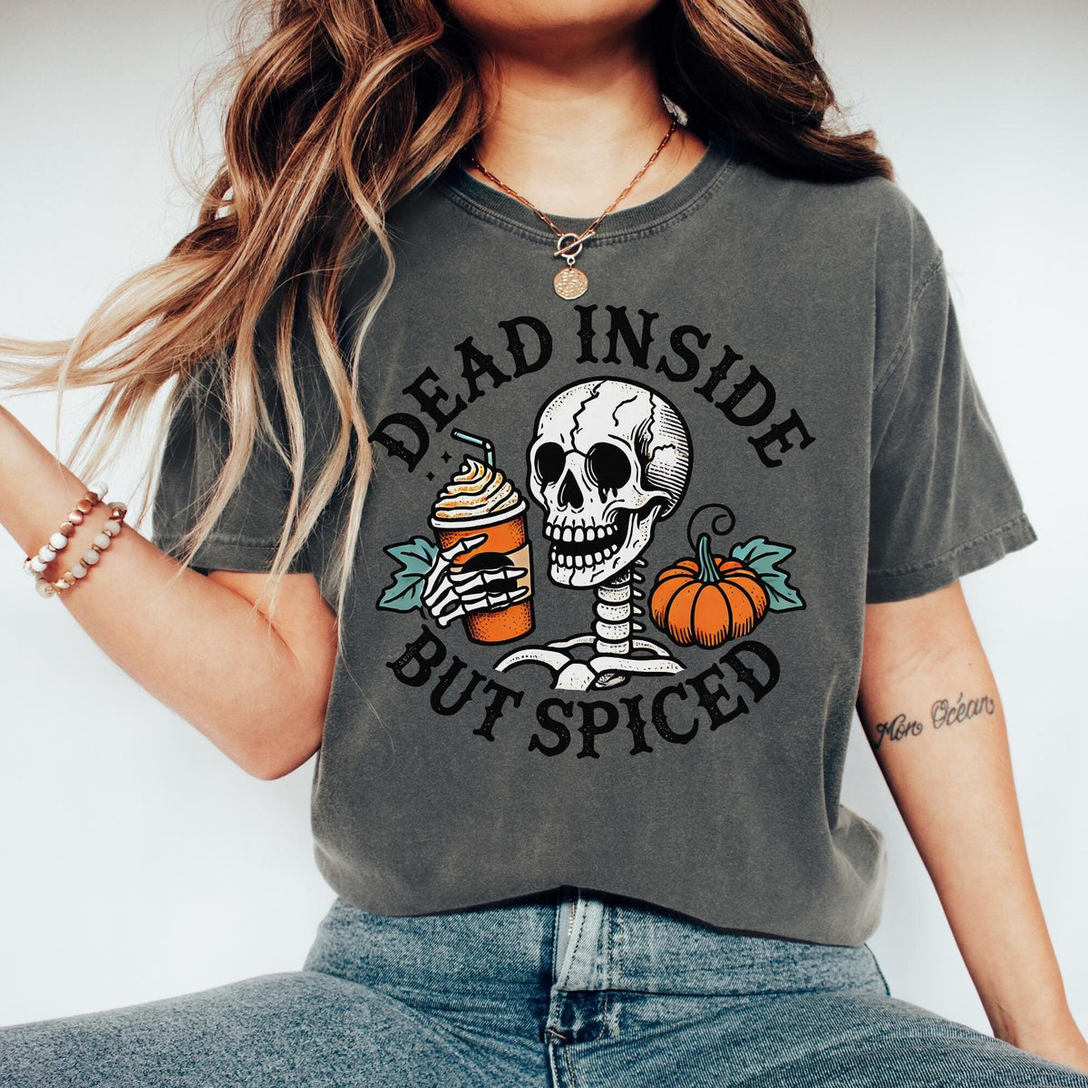 Dead Inside But Spiced Shirt Funny Spooky Tshirt Spooky Season Shirt Womens Halloween Tshirt Cute Halloween Shirt Graphic Tee – Bold Style · Great Gift For Fans