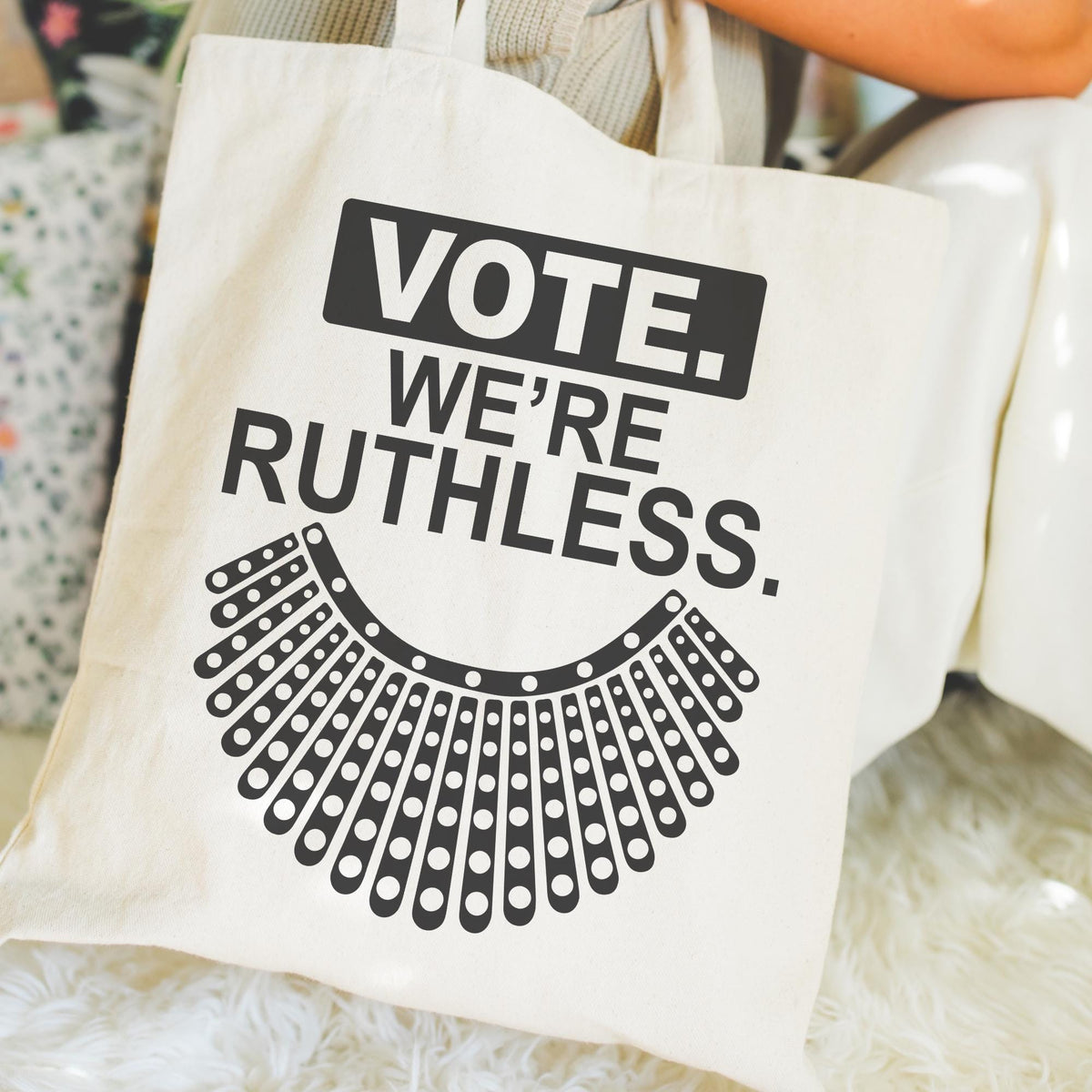 Vote We39re Ruthless Tote RBG Tote Bag Pro Choice Tote bag Abortion Rights Tote Feminist Gift Tote Bag – Soft Feel · Great Gift For Fans