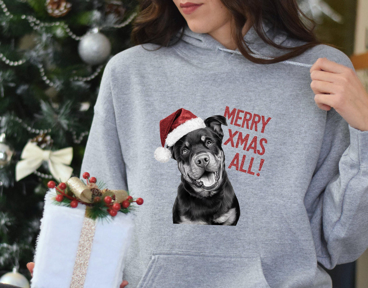 Xmas Hoodie Rottweiler Dog Santa Hat Merry Xmas All Sweatshirt Xmas Jumper Day Christmas Hoodie Festive Dog Hooded Sweatshirt Hoodie – Bold Style · Must-Have Style