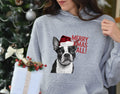 Xmas Hoodie Boston Terrier Dog with Santa Hat Merry Xmas All Design Christmas Jumper Day Holiday Season Sweater Festive Sweatshirt Hoodie – Everyday Comfort · Great Gift For Fans
