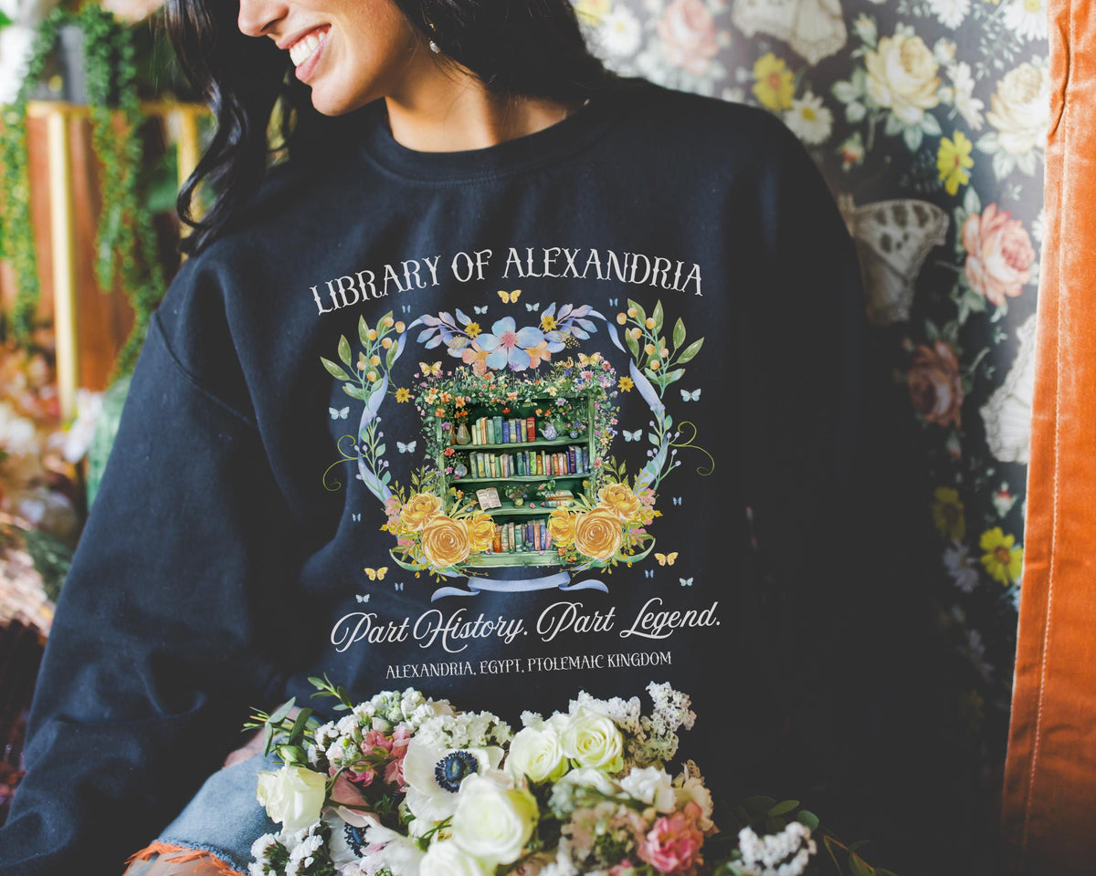 Ancient Egyptian History Sweatshirt Book Lover Library of Alexandria Cute Whimsigoth Shirt for Historian History Major Graduation Gift Sweatshirt – Premium Graphic · Perfect For Daily Wear