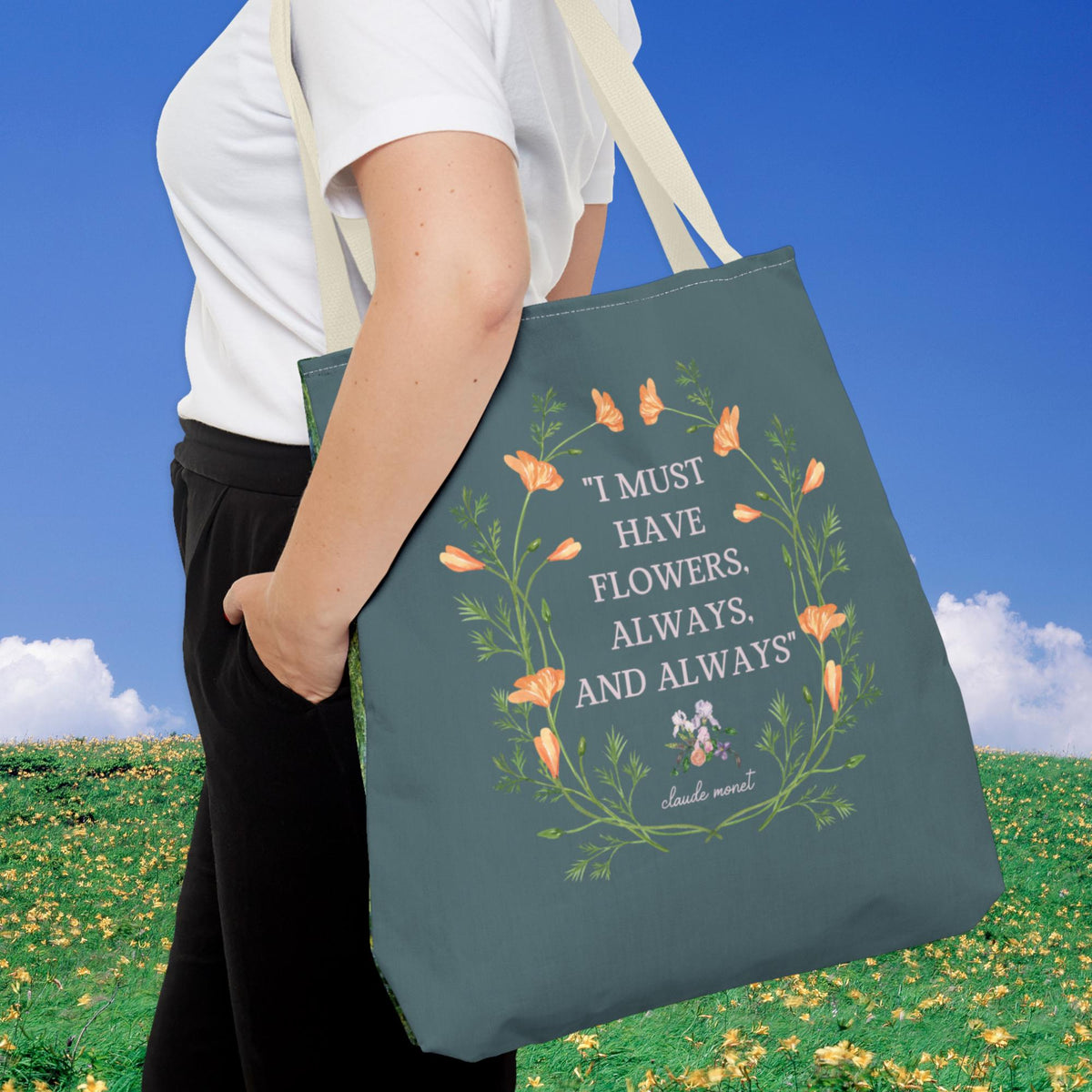 Claude Monet Tote for Wedding Florist Must Have Flowers Cute Art History Tote Bag for Garden Lover Gift for Grandma on Mothers Day Tote Bag – Bold Style · Perfect For Daily Wear