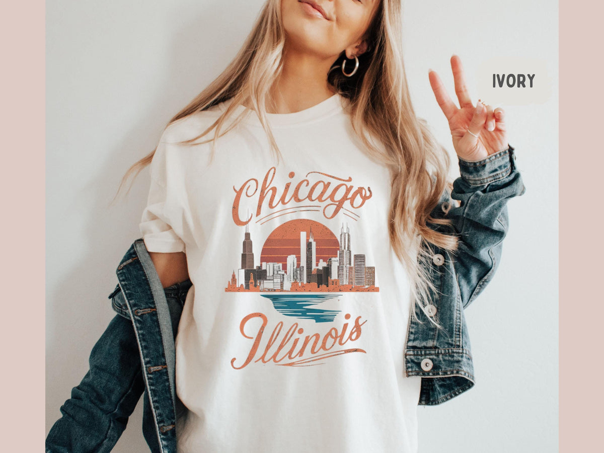 Chicago Comfort Colors Shirt Chicago Tshirt Chicago Souvenir Chicago Gift Cute Chicago Tee Chicago Crewneck Premium Soft Eco Tee Graphic Tee – Everyday Comfort · Perfect For Daily Wear