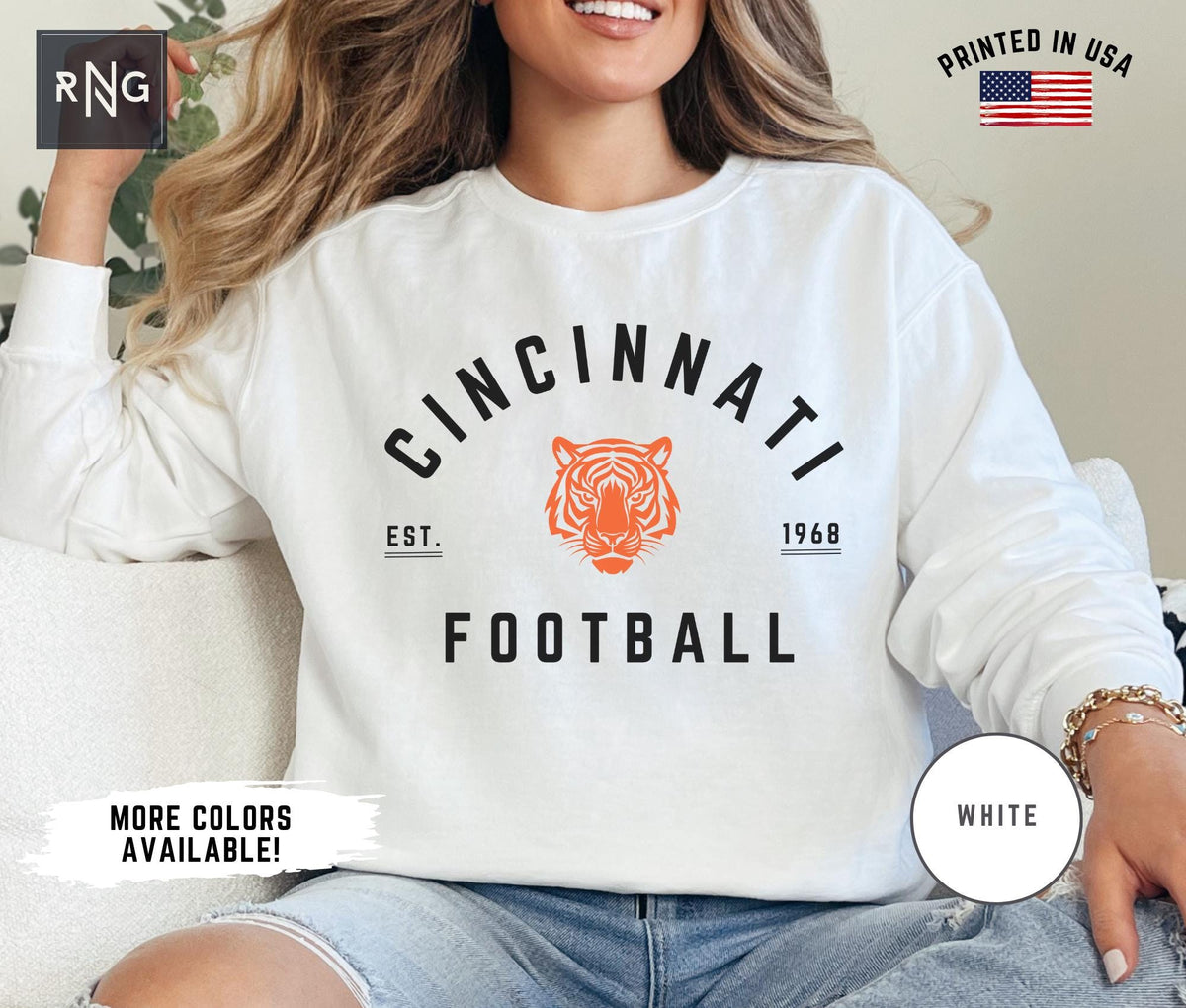 Cincinnati Football Shirt Bengal Football Gameday Sweatshirt Cincinnati Football Crewneck Cincy Sports Apparel Retro Bengal Football Fan Sweatshirt – Everyday Comfort · Top Pick For Any Outfit