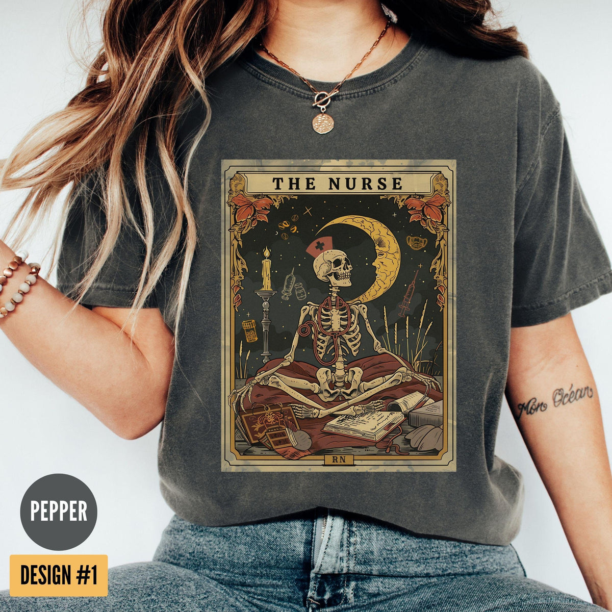 The Nurse Tarot Card Tshirt Funny Skeleton Nurse ShirtHalloween Nurse Graduate Gift Fall Nurse Tshirt Funny Nursing ShirtSpooky Nurse Graphic Tee – Bold Style · High-Quality Print