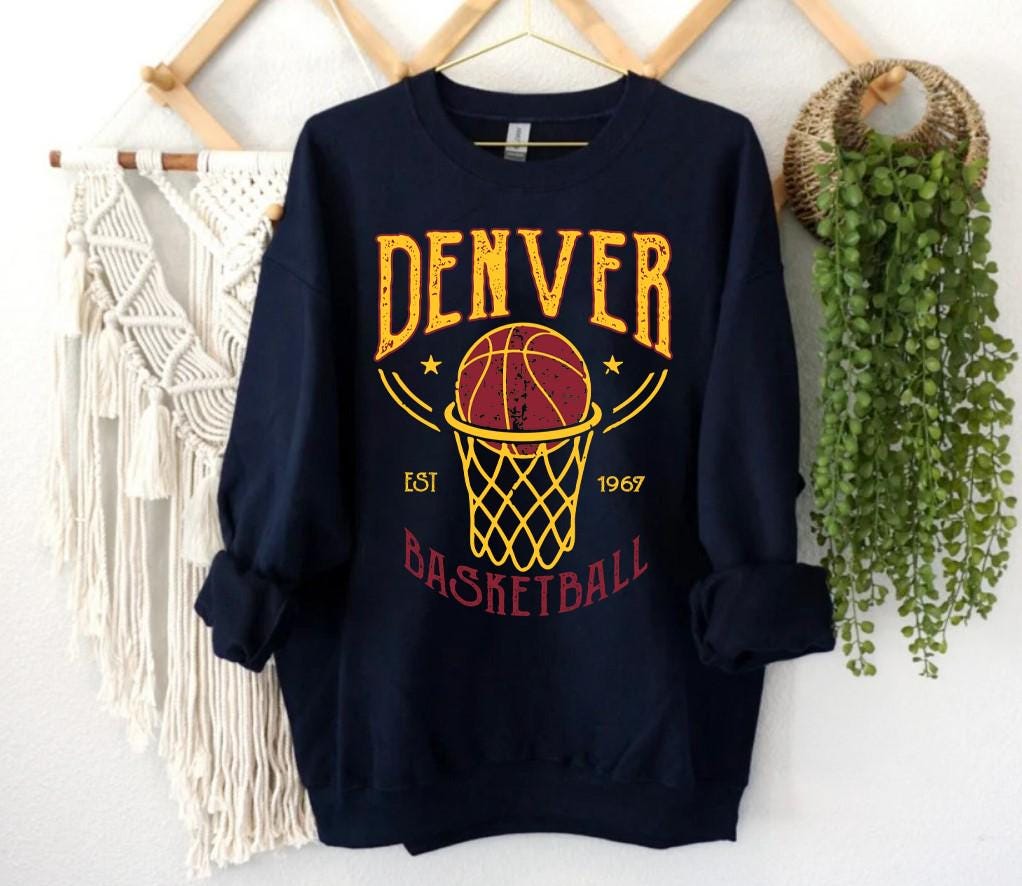 Denver Basketball Est 1967 90s Navy Sweatshirt Vintage Denver Basketball Team Gameday Hoodie Basketball Retro Shirt For Dad For Mom Hoodie – Warm & Stylish · Must-Have Style