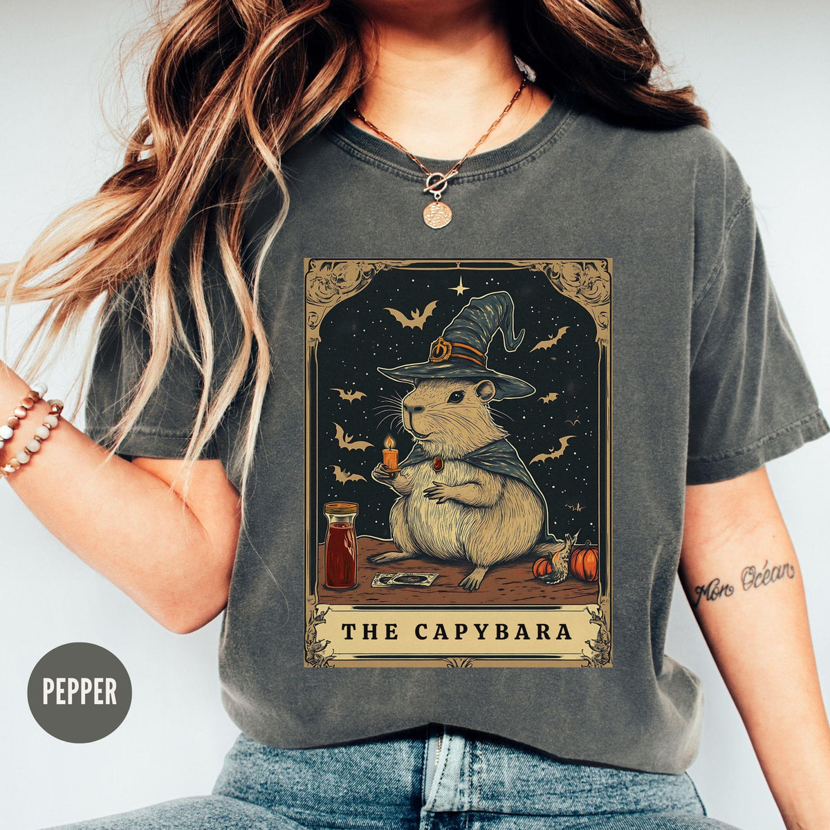Capybara Tarot Card TShirt Halloween Vintage Capybara Shirt Cute Fall Shirt Spooky Capybara Lover Gift Retro Capy Graphic Tee Graphic Tee – Fan Favorite · Trending Graphic Apparel