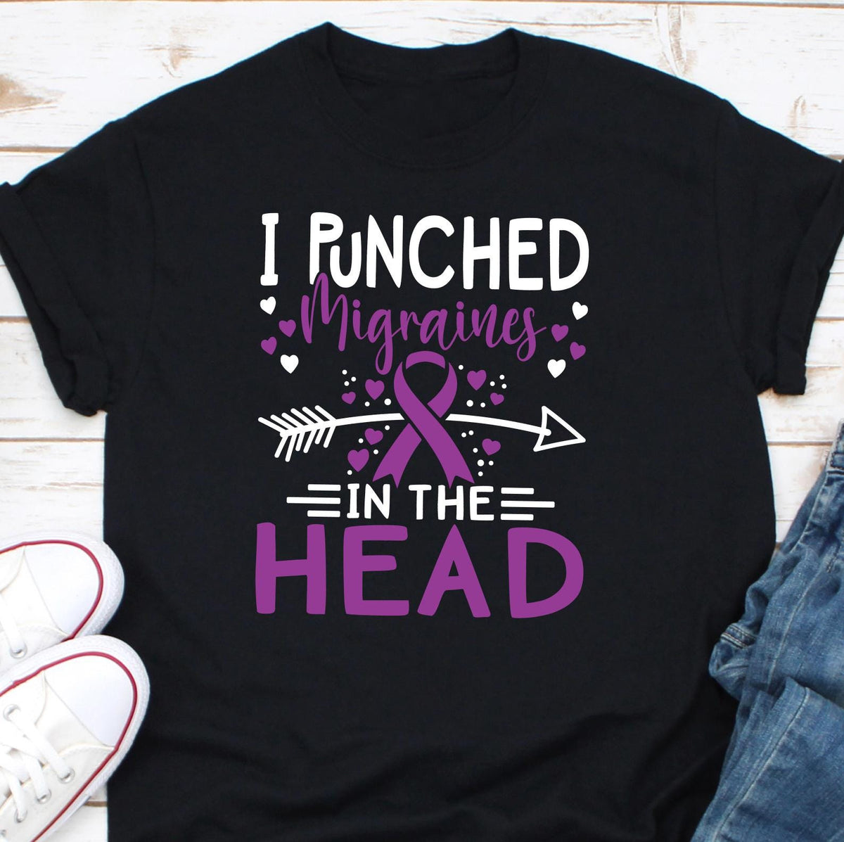 I Punched Migraine in the Head Shirt Migraine Brain Shirt Chronic Migraine Shirt Migraine Awareness Shirt Migraine Warrior Shirt Graphic Tee – Soft Feel · High-Quality Print