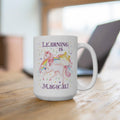 Cute Kindergarten Crew Coffee Mug Learning is Magical School Principal Mug with Stars 90s Aesthetic School Librarian Gift Boho Unicorn Graphic Tee – Everyday Comfort · Must-Have Style