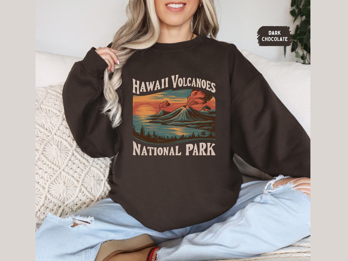Hawaii Volcanoes National Park Sweatshirt Vintage Hawaii Sweater Retro Hawaii Volcano gift Hawaii Souvenir Aloha Sweater Bachelorette tee Sweatshirt – Cozy Vibes · Must-Have Style