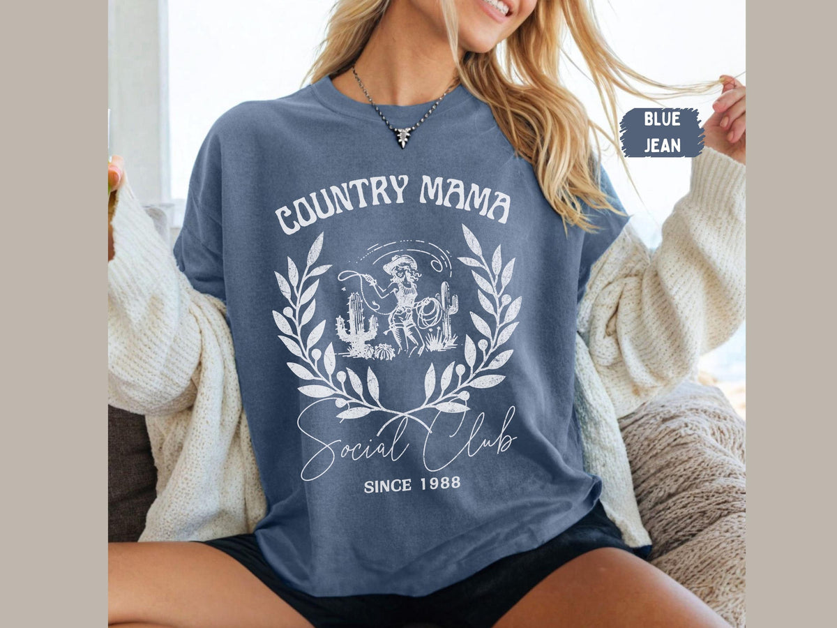 Country Mama Comfort Colors shirt Western Mama Tshirt Country mom tee Mother39s Day Gifts Mom Birthday Gifts New Mom Gift Retro Cowgirl Mama Graphic Tee – Easygoing Wear · Trending Graphic Apparel