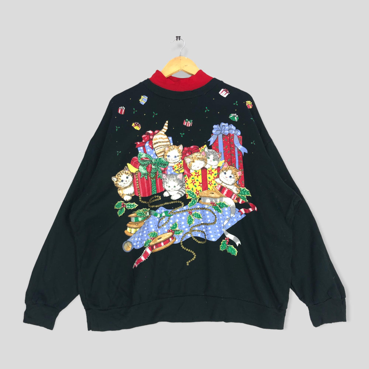 Vintage 90s Nutcracker Cats Big Printed Sweatshirt Nutcracker Kittens Present Big Image Crewneck Jumper Pullover Sweater Nature 2XL Sweatshirt – Cozy Vibes · Trending Graphic Apparel