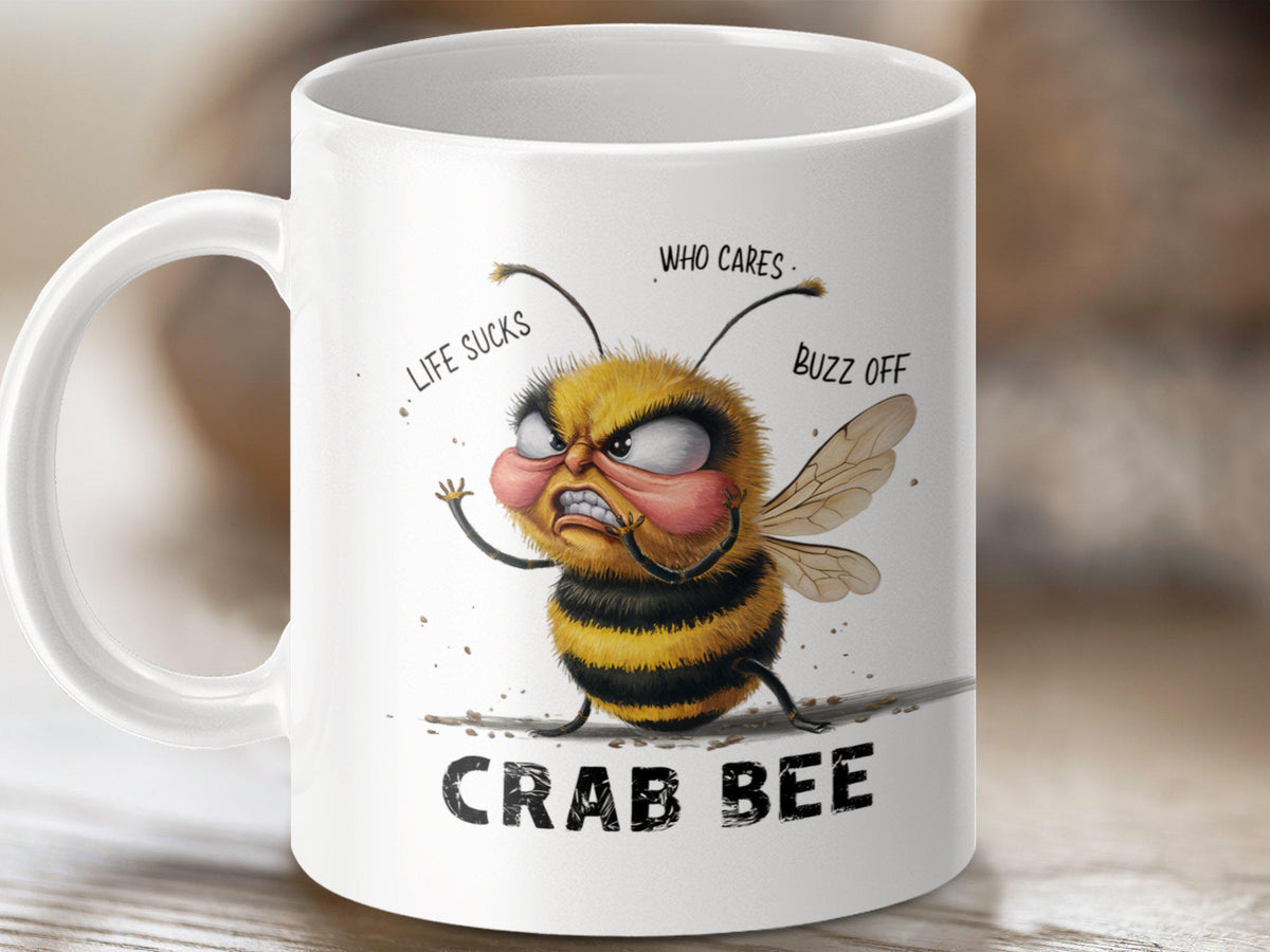 Coffee Mug with Funny Bee Design Crab Bee Tea Mug Bee Gift Idea Humorous Bee cup Unique Novelty mug for Coffee Lovers Graphic Tee – Everyday Comfort · Trending Graphic Apparel