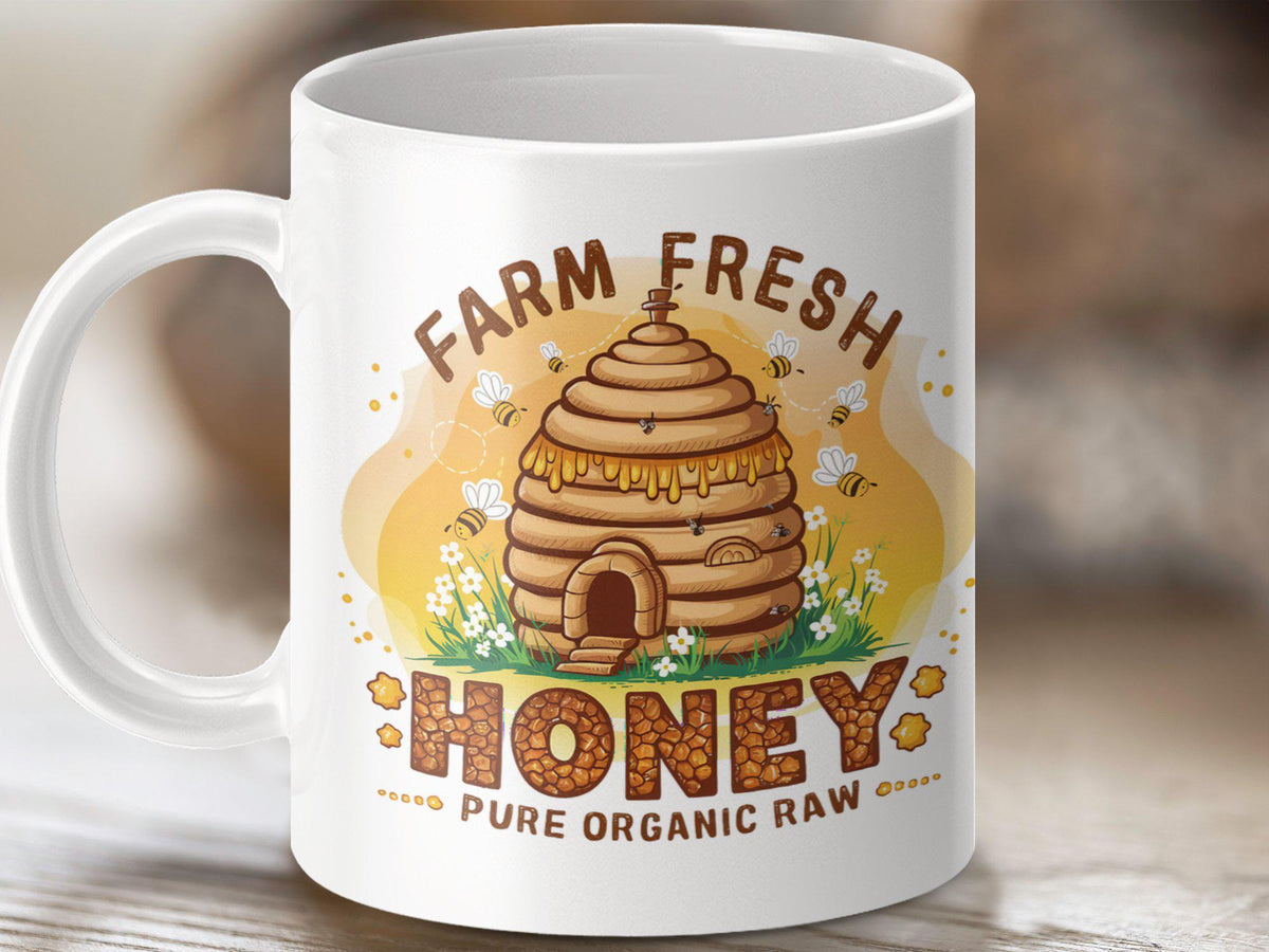 Farm Fresh Honey Coffee Mug Pure Organic Raw Bee Tea Mug Funny Bee Design Cute Bee Hive Mug Bee Gift Idea Graphic Tee – Feel-Good Design · Top Pick For Any Outfit