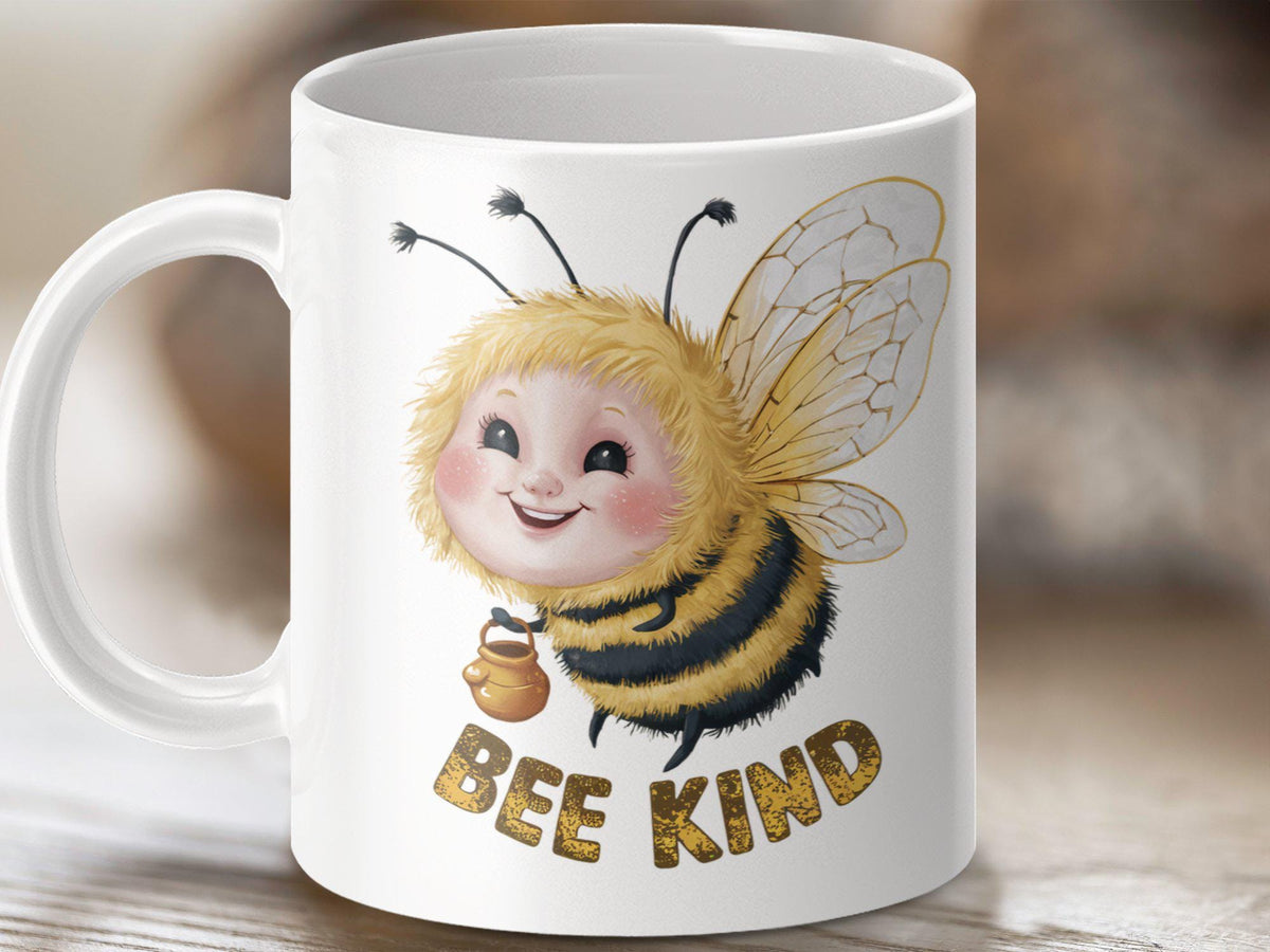 Bee Kind Coffee Mug Funny Bee Design Cup Cute Bee Tea Mug Bee Gift Idea Novelty Bee Coffee Mug Bee Lover Gift Whimsical Bee Cup Graphic Tee – Everyday Comfort · High-Quality Print