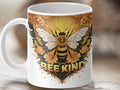 Bee Kind Coffee Mug Funny Bee Design Bee Tea Mug Bee Gift Idea Flower Decor Inspirational Mug Bee Lover Gift Office Humor Mug Cute Graphic Tee – Premium Graphic · High-Quality Print