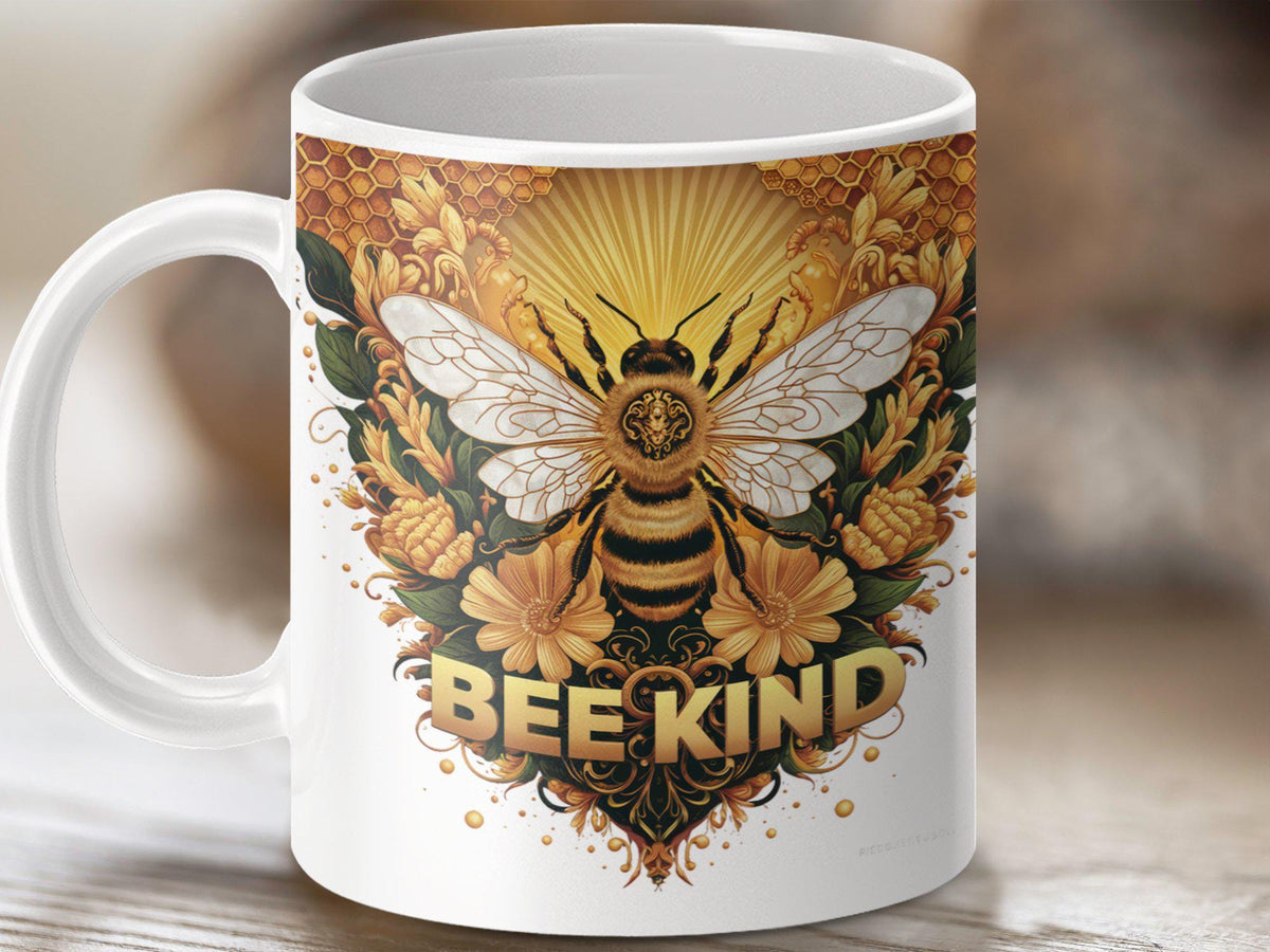 Bee Kind Coffee Mug Funny Bee Design Bee Tea Mug Bee Gift Idea Flower Decor Inspirational Mug Bee Lover Gift Office Humor Mug Cute Graphic Tee – Premium Graphic · High-Quality Print